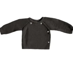 Collection Tricot|Vêtements Naissance*P'tit bisou Brassière Collection Trousseau Tricot 2019 0-1 mois de Boutons réglisse