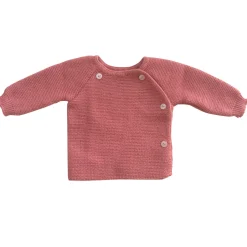 Collection Tricot|Vêtements Naissance*P'tit bisou Brassière Collection Trousseau Tricot 2019 0-1 mois de Boutons rose