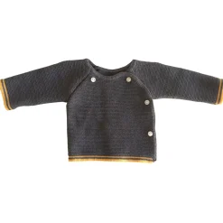 Collection Tricot|Vêtements Naissance*P'tit bisou Brassière Collection Trousseau Tricot 2019 0-1 mois de Liseret curry