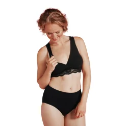 Lingerie|Vêtements*Carriwell Brassière d'allaitement cache-cœur coton bio XL de Noir