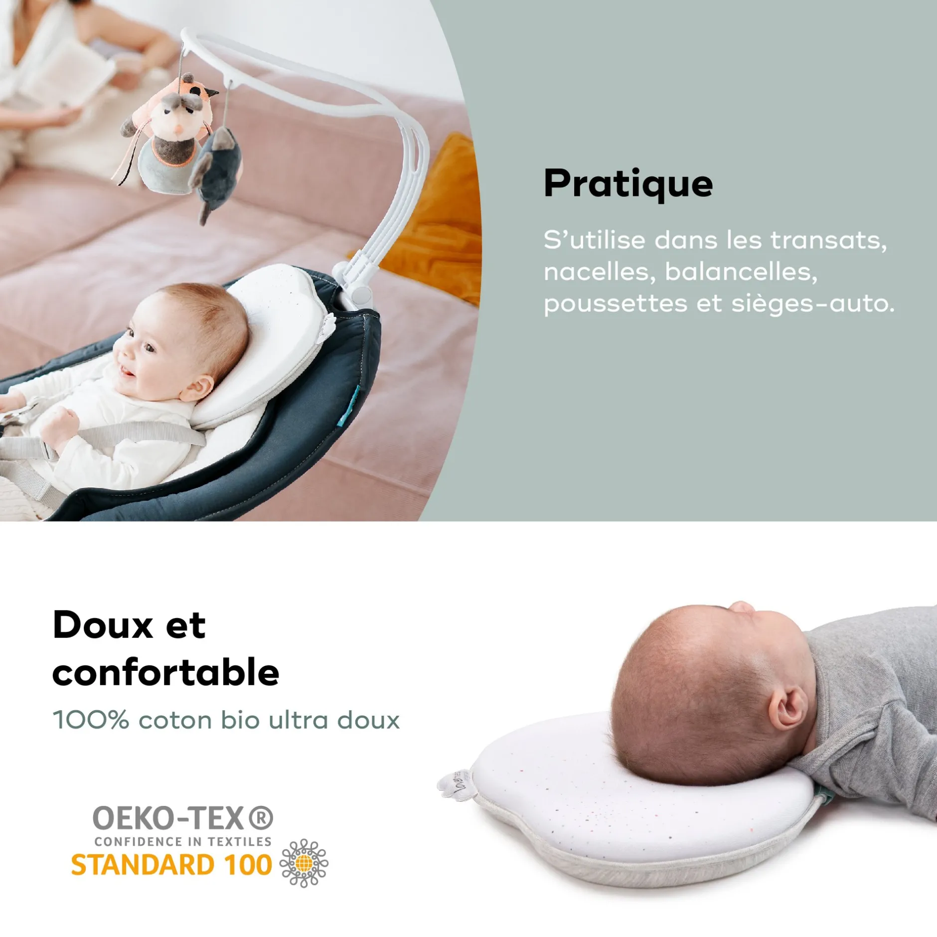 Couettes Et Oreillers|Cales-Bébé*Babymoov Cale-tête morphologique Lovenest Original de White