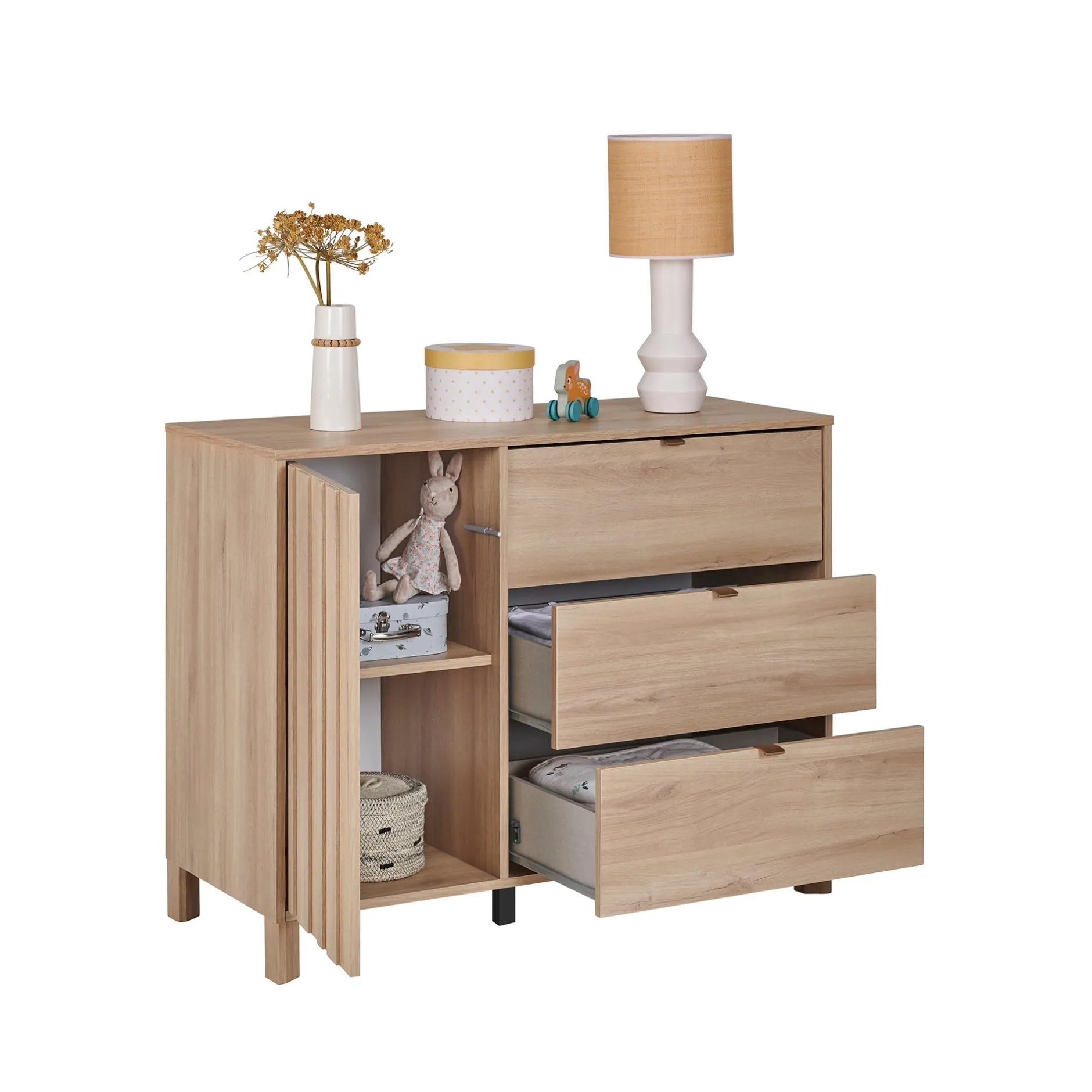 Commodes*Galipette Calypso Commode 1 porte 3 tiroirs 140 cm de Beige