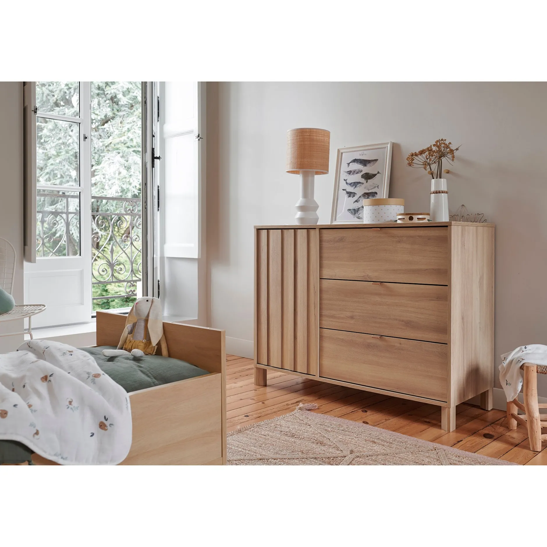 Commodes*Galipette Calypso Commode 1 porte 3 tiroirs 140 cm de Beige