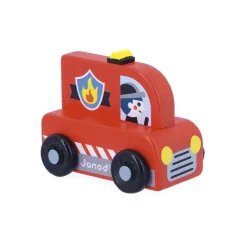 Jouets En Bois*Janod Camion Pompiers Bois de Rouge