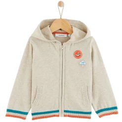 Gilets, Pulls*Marèse Cardigan à capuche Super Bolides 6 mois de Gris mouliné