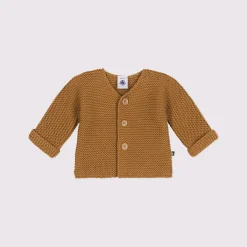 Gilets, Pulls|Gilets, Pulls, Cardigans*Petit Bateau Cardigan en tricot point mousse 3 mois de Cuivre