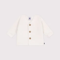 Vêtements Naissance*Petit Bateau Cardigan tricot point mousse en coton de Blanc Marshmallow