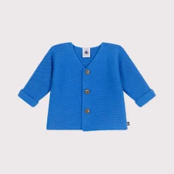 Vêtements Naissance*Petit Bateau Cardigan tricot point mousse en coton de Bleu edna