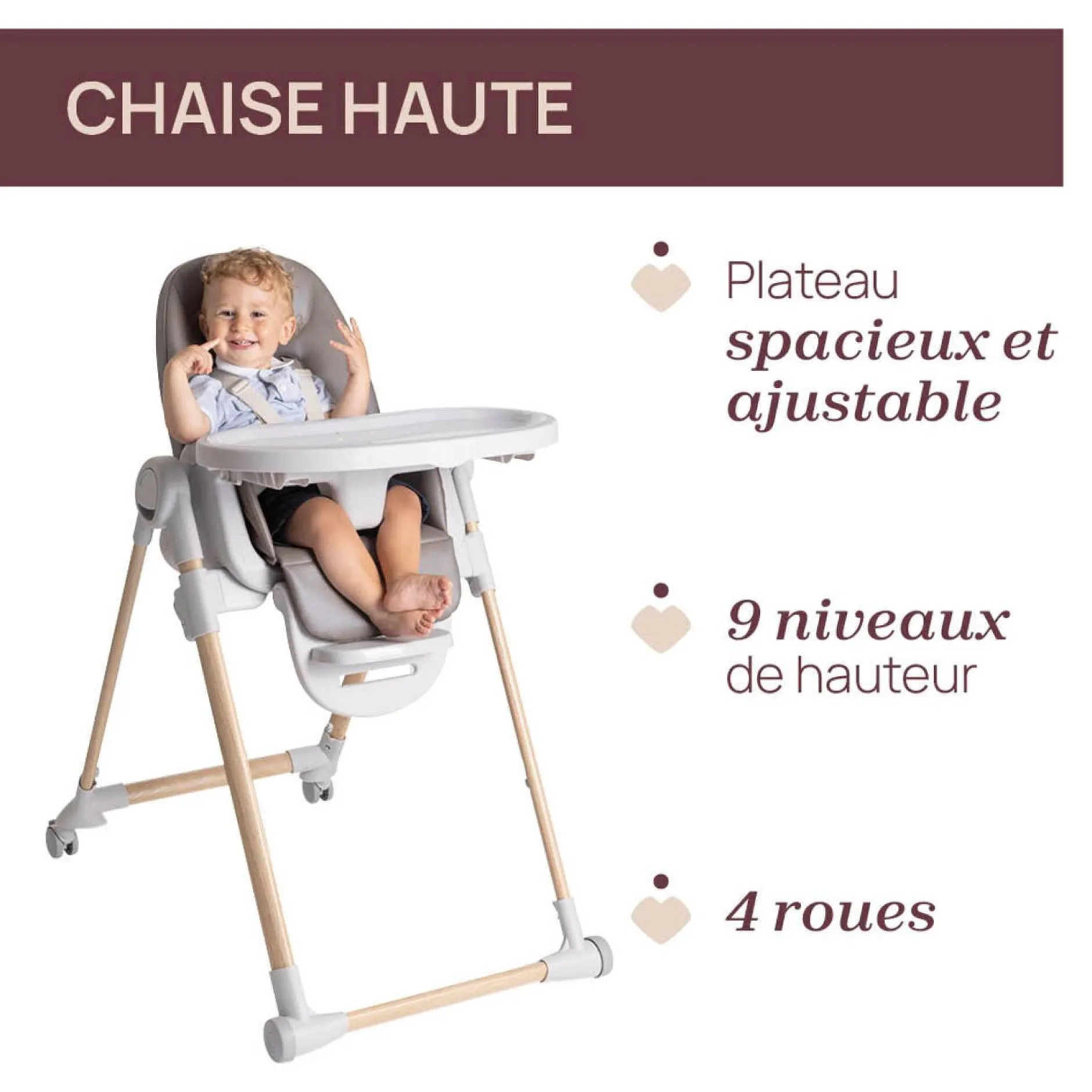 Chaises Hautes Évolutives*Chicco Chaise haute Polly Armonia de Steel