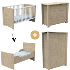 Commodes|Lits 70X140 Évolutifs* Chambre Antonin : Lit évolutif 70x140 + Armoire + Commode de Sauthon Baby's Sweet Home