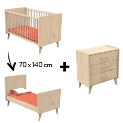 Lits 70X140 Évolutifs|Commodes* Chambre Arty Duo : Lit 70 x 140 cm évolutif + Commode de Sauthon Baby's Sweet Home