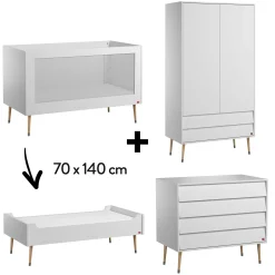 Commodes|Lits 70X140 Évolutifs* Chambre Bosque New : 1 Lit 70 x140 cm + 1 commode + 1 Armoire de Vox
