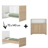 Commodes|Lits 70X140 Évolutifs* Chambre Elea Duo = Lit 70 x 140 cm évolutif + Commode de Galipette
