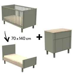 Commodes|Lits 70X140 Évolutifs* Chambre Eléonore Duo : lit évolutif 70 x 140 + commode de Sauthon Baby's Sweet Home