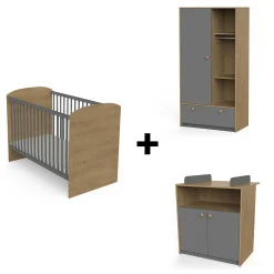 Lits 60X120 Non Évolutifs|Armoires 1 Porte* Chambre Gabin : Lit 60x120 + Commode + Armoire de CBA Meubles