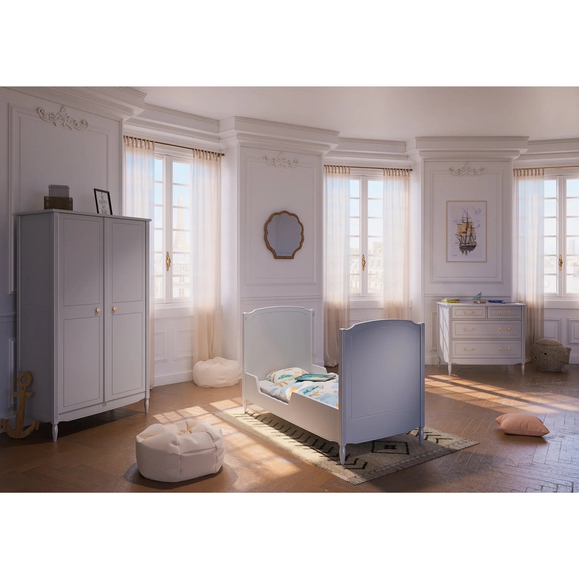 Commodes|Lits 70X140 Évolutifs* Chambre Lafayette : Lit 70 x 140 cm + armoire + commode de Théo