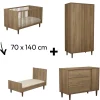 Commodes|Lits 60X120 Évolutifs* Chambre Mokka : Lit 70x140 évolutif + Commode + Armoire de Sauthon Baby's Sweet Home