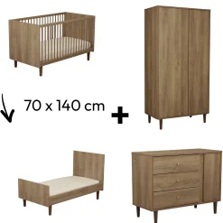 Commodes|Lits 60X120 Évolutifs* Chambre Mokka : Lit 70x140 évolutif + Commode + Armoire de Sauthon Baby's Sweet Home