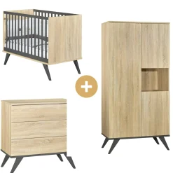 Lits 60X120 Non Évolutifs* Chambre New York : Lit 60x120 + armoire + commode de Sauthon Baby's Sweet Home