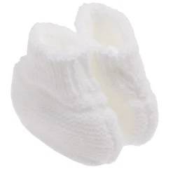 Collection Tricot|Bonnets, Moufles, Chaussons*P'tit bisou Chaussons tricot de Blanc