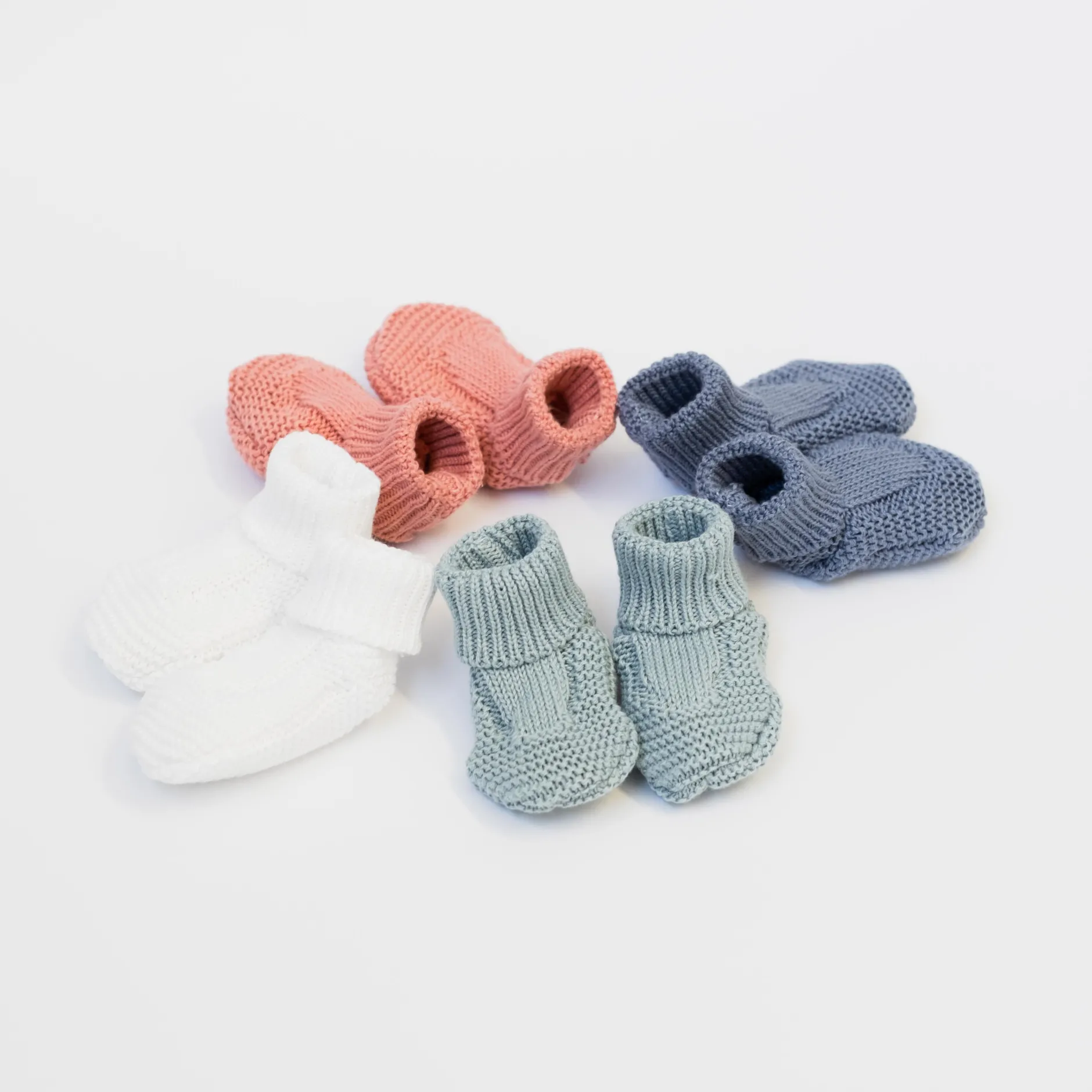 Bonnets, Moufles, Chaussons|Vêtements Naissance*La Manufacture de Layette Chaussons Tricot Petits Chats de Bleu Orage