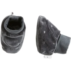 Vêtements Naissance|Bonnets, Moufles, Chaussons*P'tit bisou Chaussons velours Royal Baby Naissance de Gris carbone