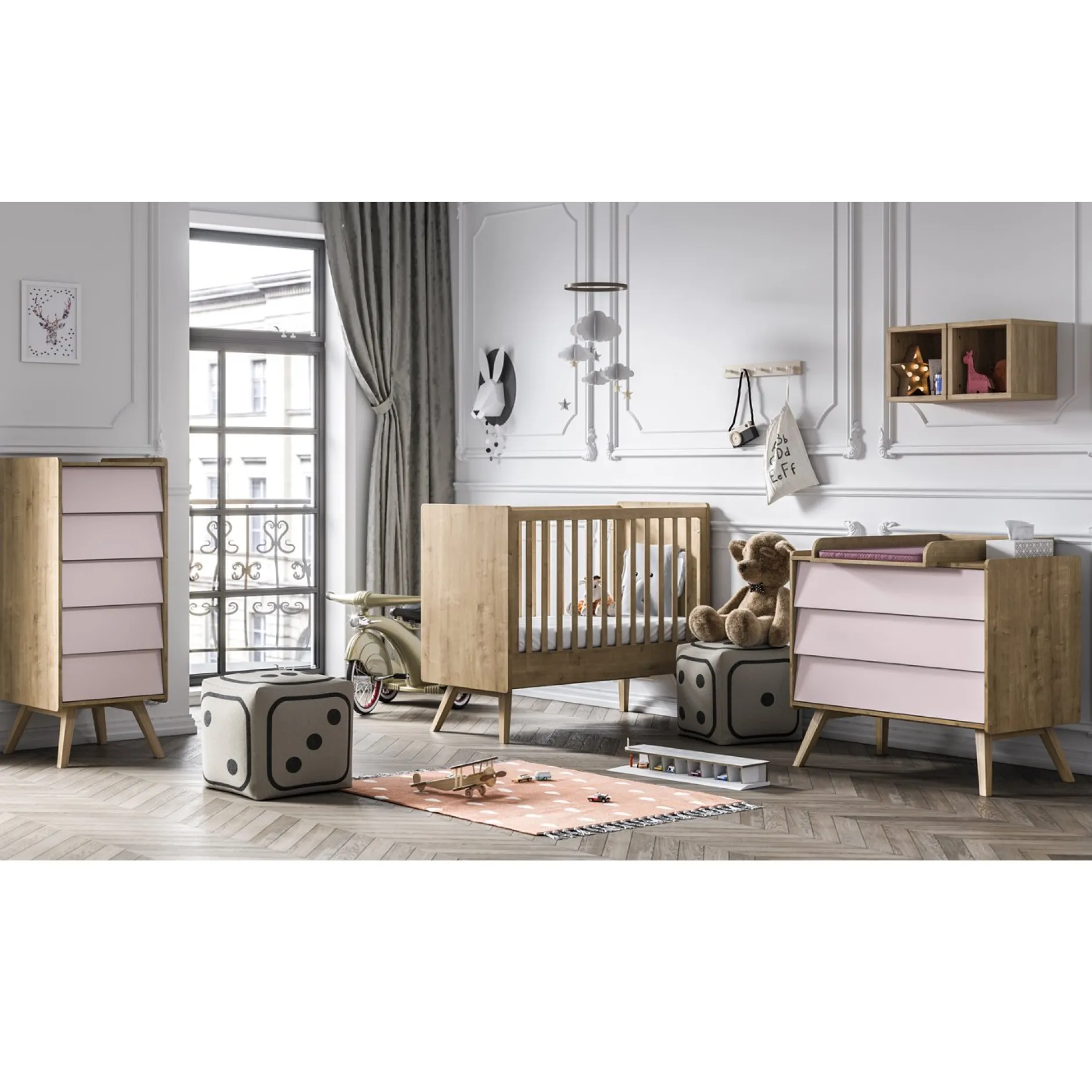 Commodes|Commodes*Vox Chiffonnier Vintage de Bois / Rose