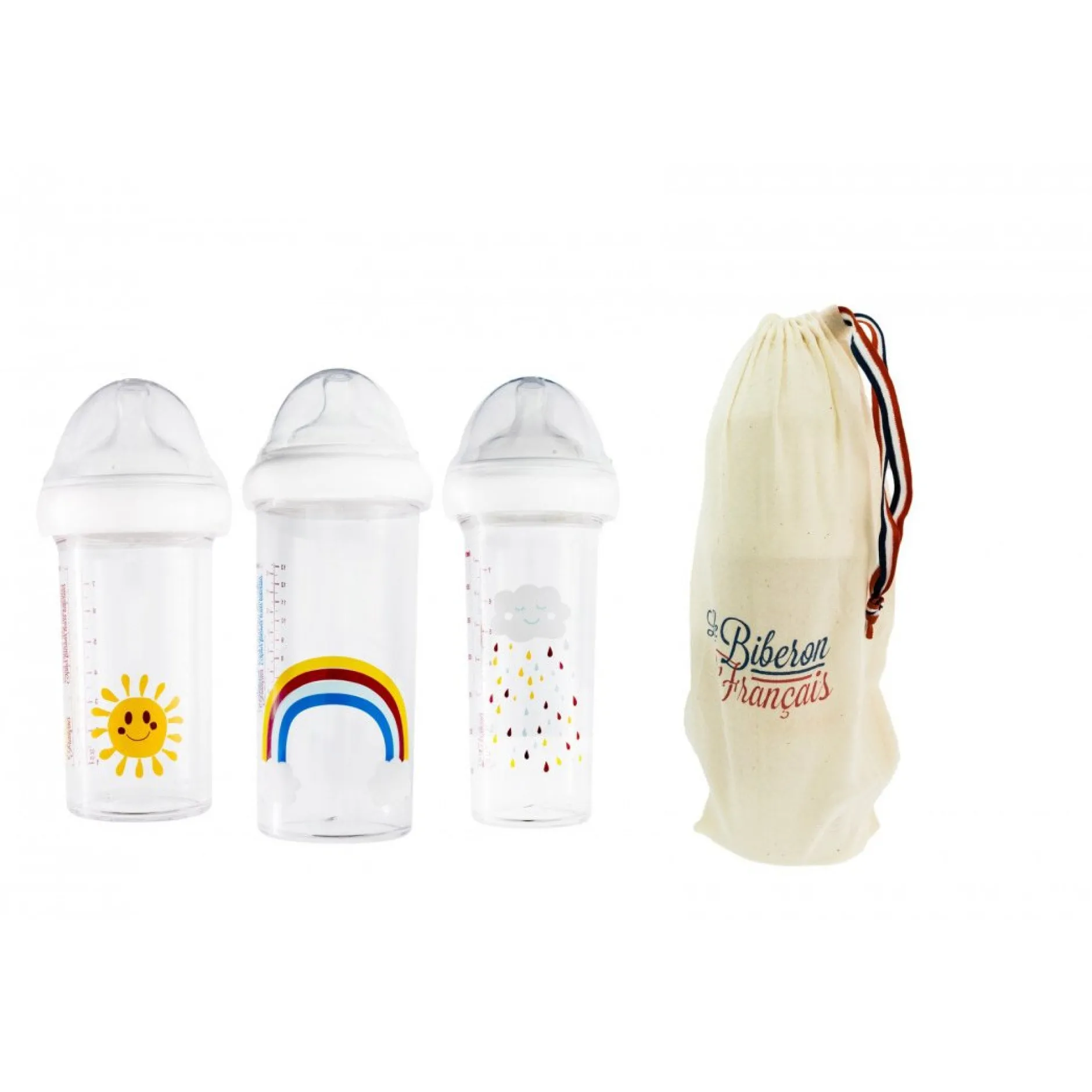 Coffrets Nouveau-Né*Le Biberon Français Coffret 2 biberons 210 ml & 1 biberon 360 ml de Rainbow