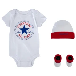 Chapeaux, Bonnets, Écharpes|Chaussettes, Chaussons*Converse Coffret Bodie + Bonnet + Chaussons de Blanc/Rouge