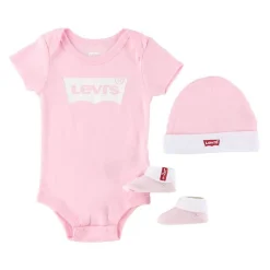 Bodies|Bodies*Levi's Kids Coffret Body + Bonnet + Chaussons de Rose/Blanc