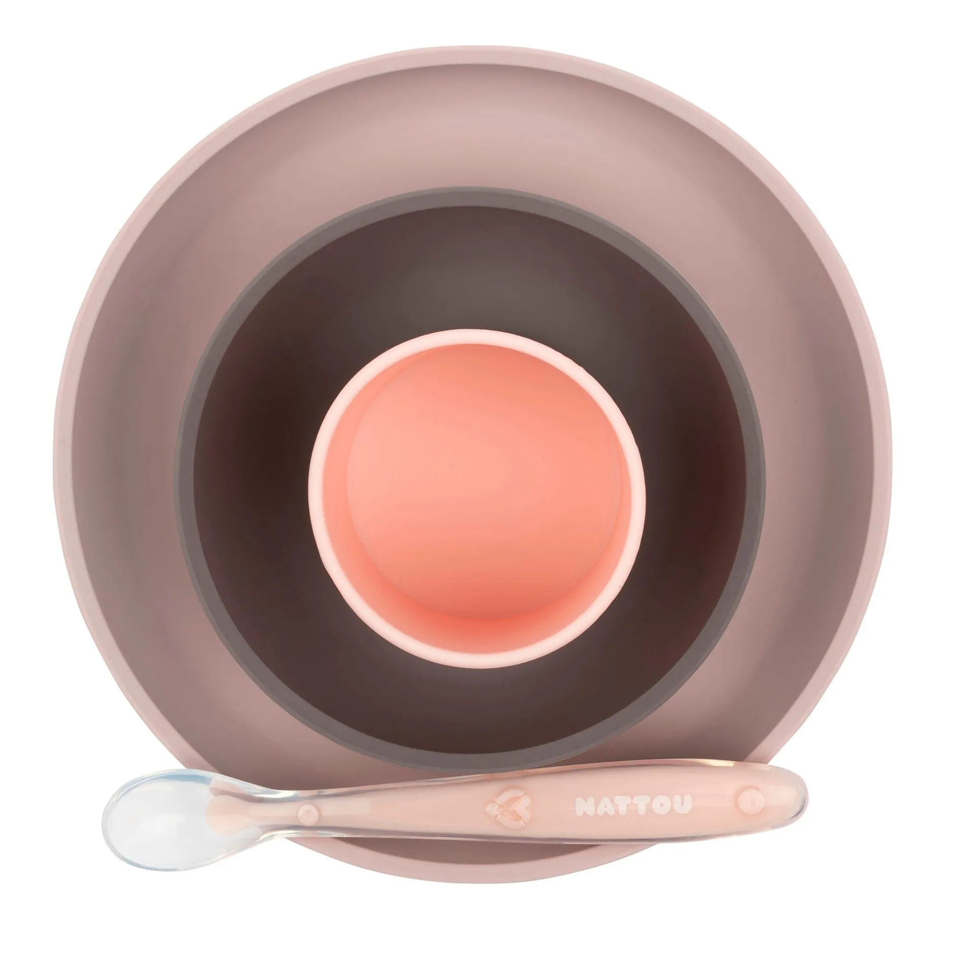 Coffrets*Nattou Coffret de repas 4 pièces de rose/aubergine