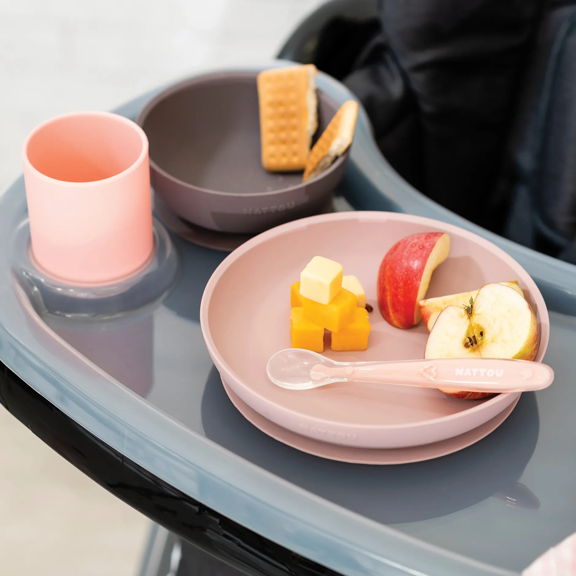 Coffrets*Nattou Coffret de repas 4 pièces de rose/aubergine