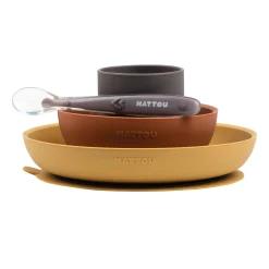 Coffrets*Nattou Coffret de repas 4 pièces de ocre/terracotta