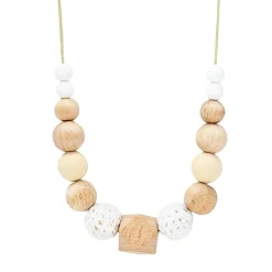 Bijoux|Soins & Beauté*Irréversible Collier d'allaitement et de portage de Blanc tissu et bois