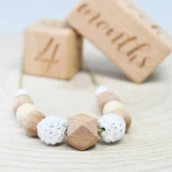 Bijoux|Soins & Beauté*Irréversible Collier d'allaitement et de portage de Blanc tissu et bois