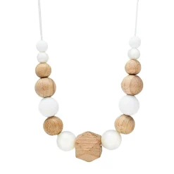 Bijoux|Soins & Beauté*Irréversible Collier d'allaitement et de portage de Blanc effet nacre et bois