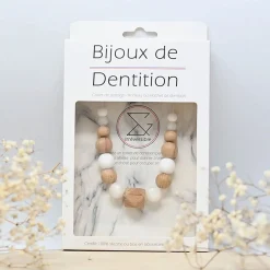 Bijoux|Soins & Beauté*Irréversible Collier d'allaitement et de portage de Blanc effet nacre et bois