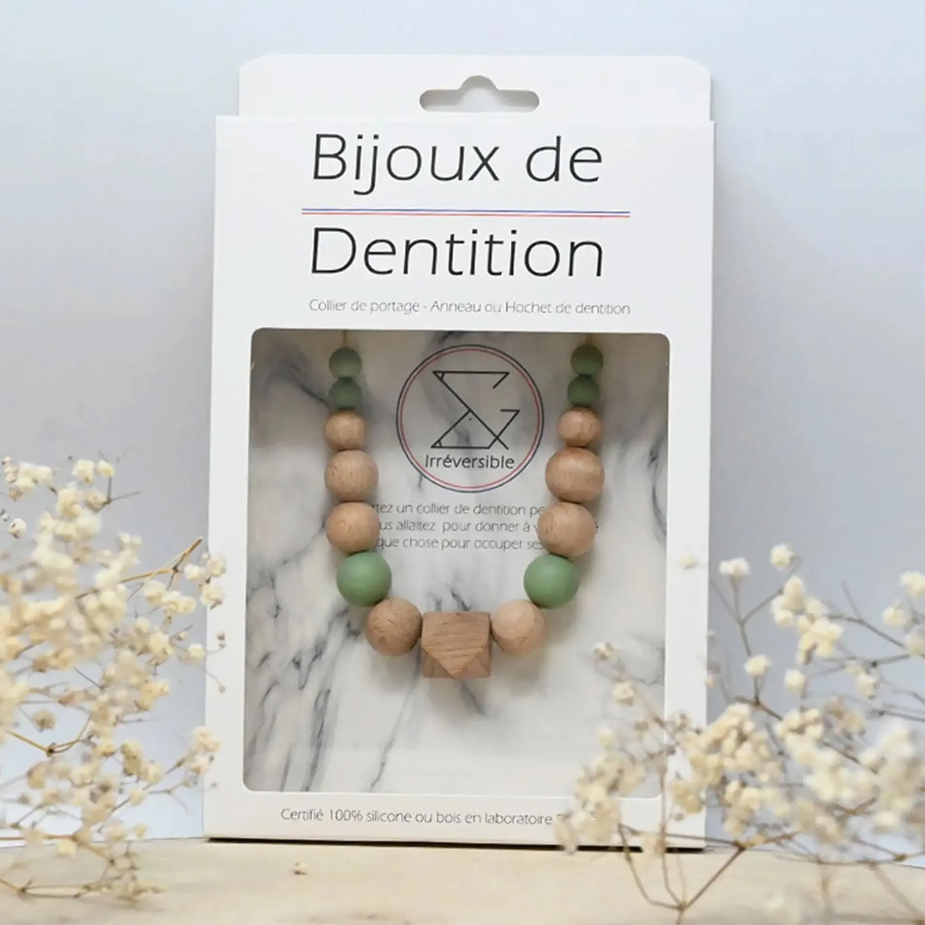 Bijoux|Soins & Beauté*Irréversible Collier d'allaitement et de portage de Vert et bois
