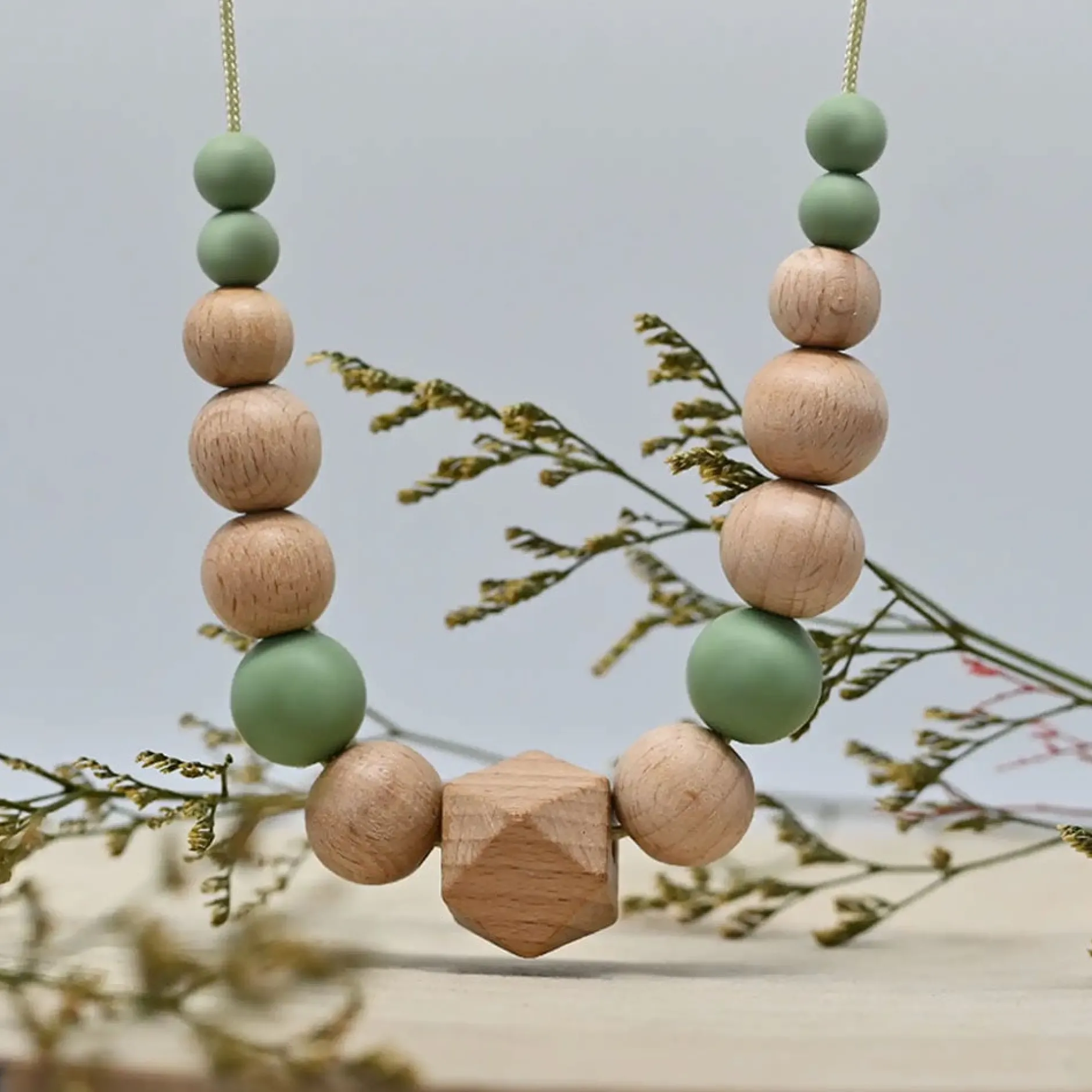 Bijoux|Soins & Beauté*Irréversible Collier d'allaitement et de portage de Vert et bois