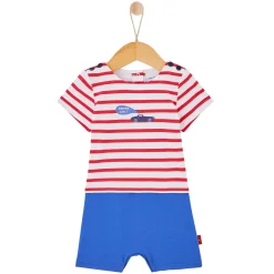 Combinaisons, Salopettes*P'tit bisou Combicourt Blue Garden 1 mois de Bleu/Rouge