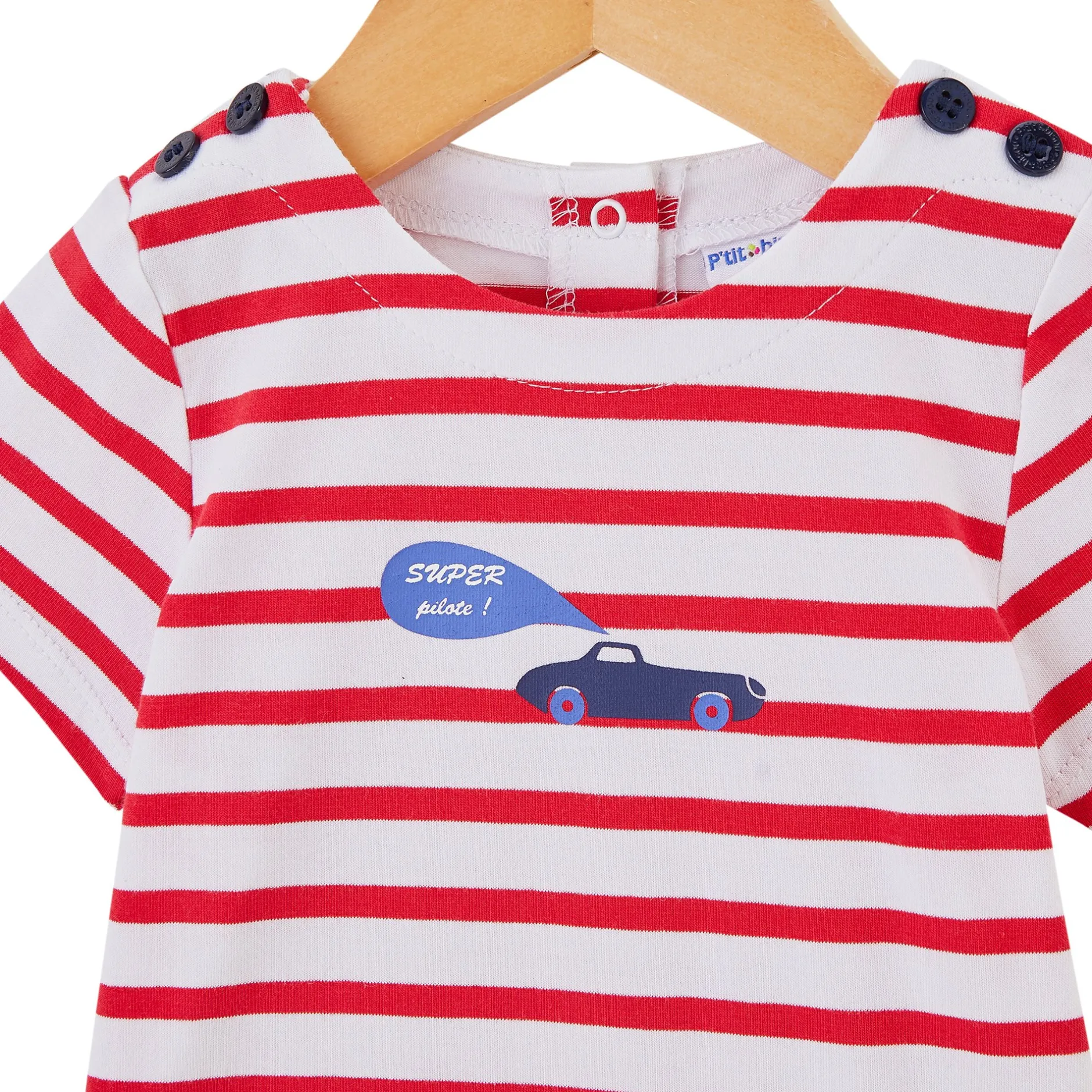 Combinaisons, Salopettes*P'tit bisou Combicourt Blue Garden 1 mois de Bleu/Rouge