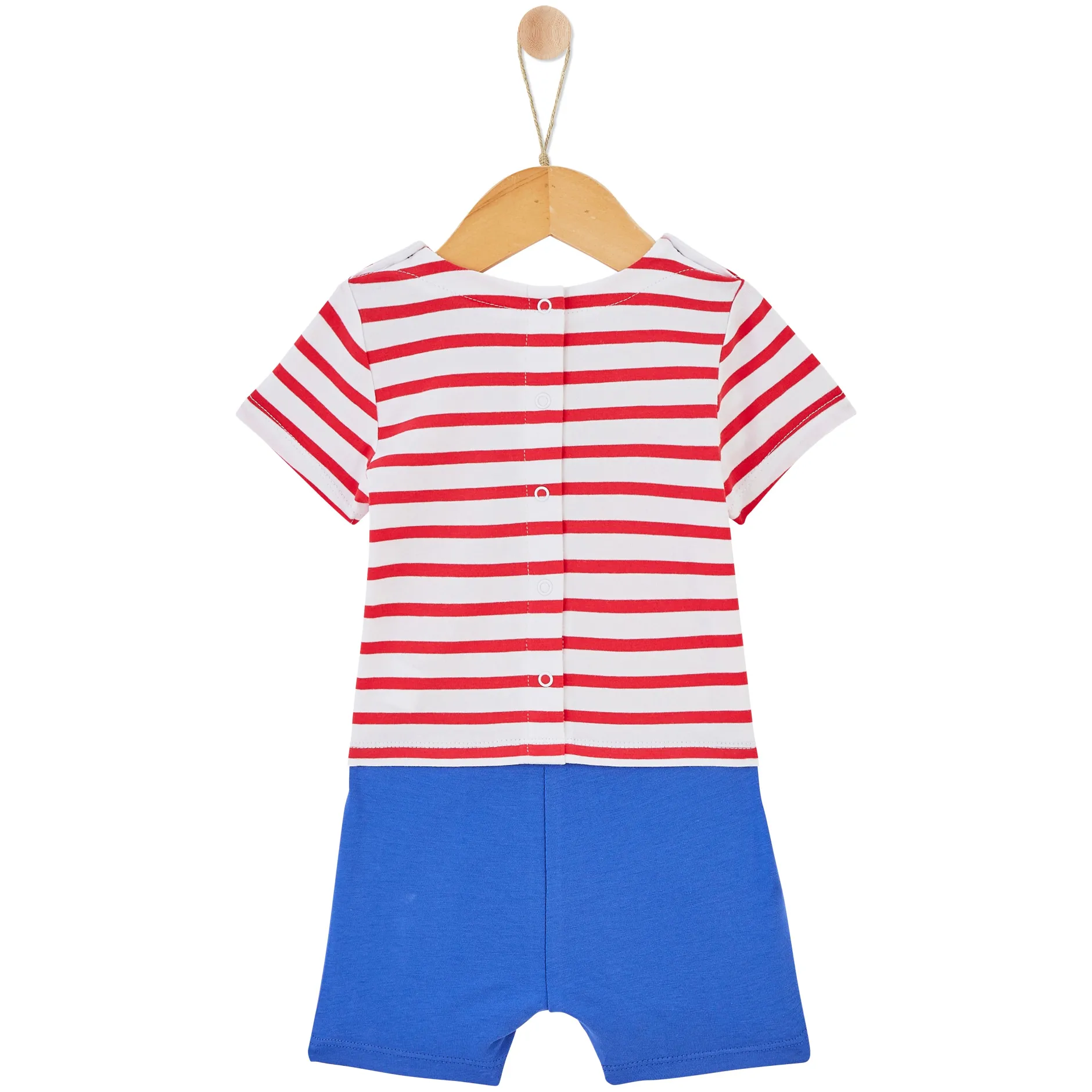 Combinaisons, Salopettes*P'tit bisou Combicourt Blue Garden 1 mois de Bleu/Rouge