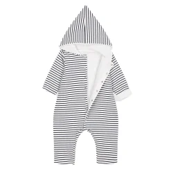 Combinaisons, Salopettes|Combinaisons, Salopettes*Petit Bateau Combinaison longue ouatinée à capuche de Blanc/Bleu