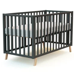 Lits 60X120 Évolutifs*AT4 Confort Lit Evolutif en bois 60 x 120 cm de Gris Graphite