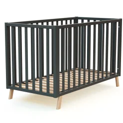 Lits 60X120 Évolutifs*AT4 Confort Lit Evolutif en bois 60 x 120 cm de Gris Graphite