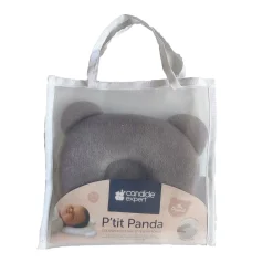 Couettes Et Oreillers|Cales-Bébé*Candide Coussin cale tête P'tit Panda de Gris Foncé