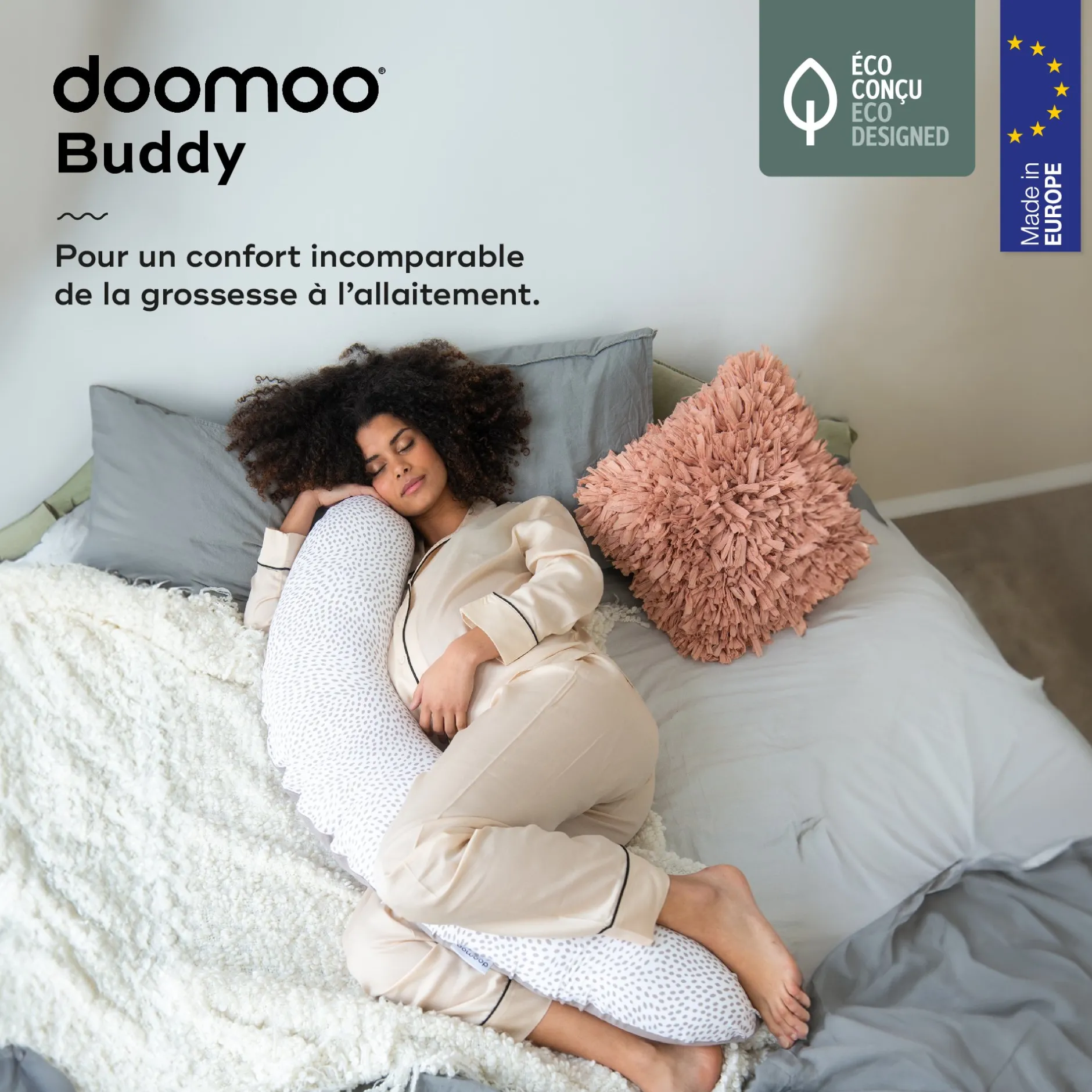 Cales-Bébé|Coussins D'Allaitement*Babymoov Coussin de maternité doomoo Buddy de risotto taupe