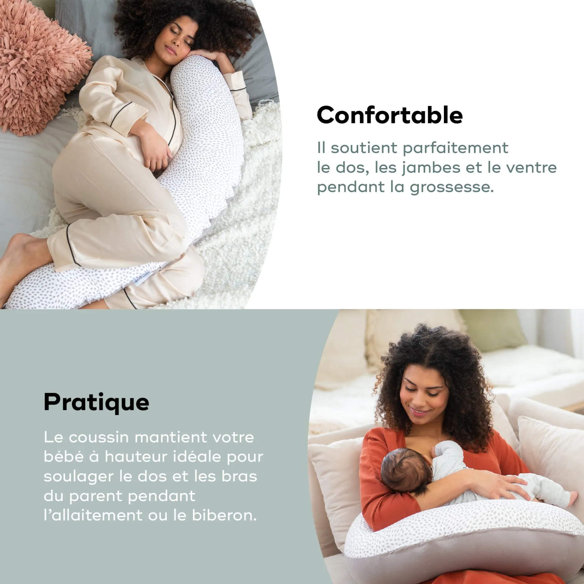 Cales-Bébé|Coussins D'Allaitement*Babymoov Coussin de maternité doomoo Buddy de risotto taupe