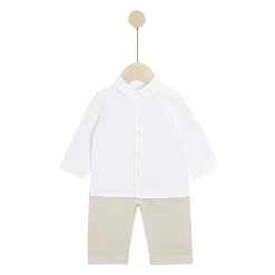 Pantalons, Shorts|T-Shirts, Polos, Chemises*P'tit bisou Cérémonie Ensemble chemise pantalon de Beige