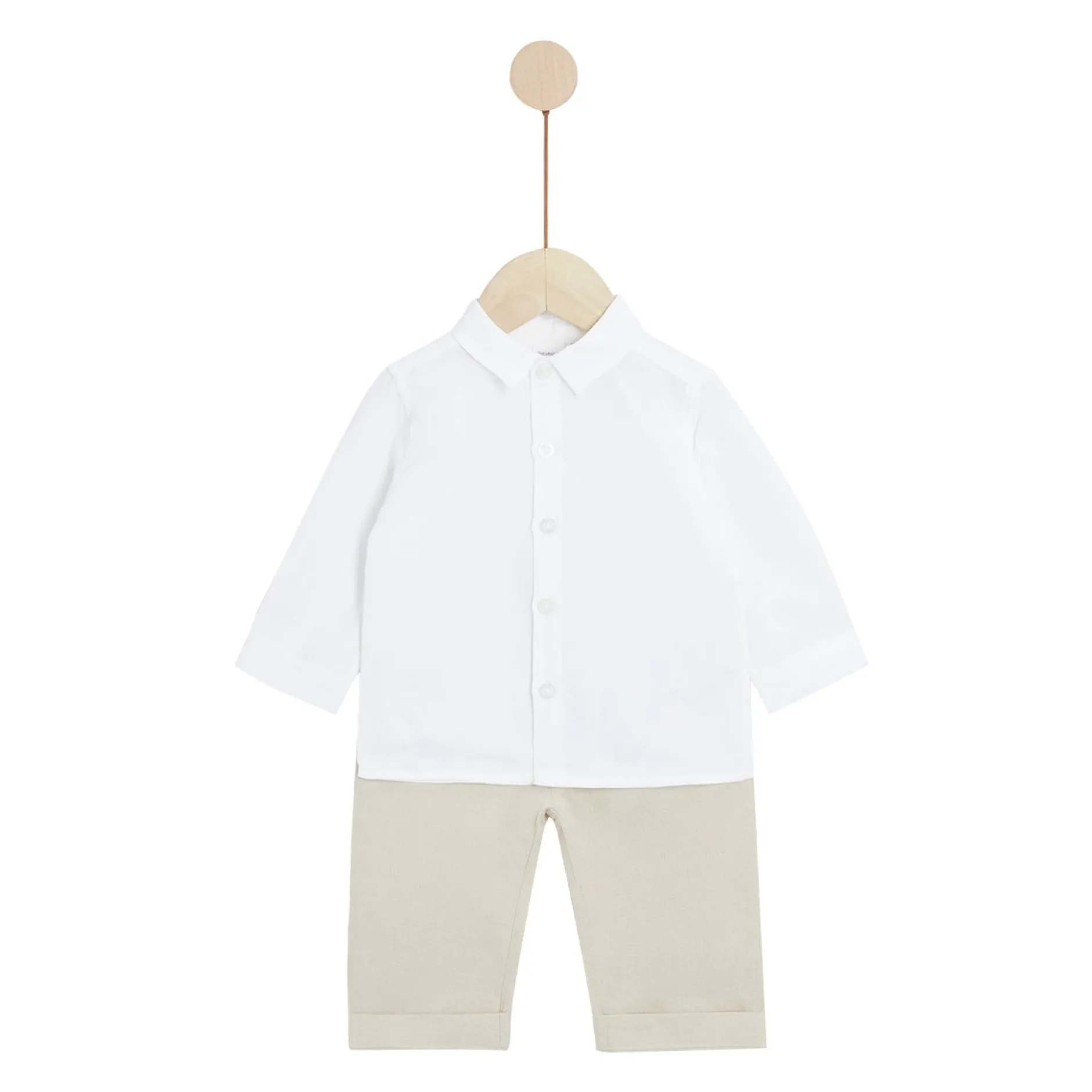 Pantalons, Shorts|T-Shirts, Polos, Chemises*P'tit bisou Cérémonie Ensemble chemise pantalon de Beige